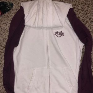 White and burgundy Victoria Secret PINK sweatshirt